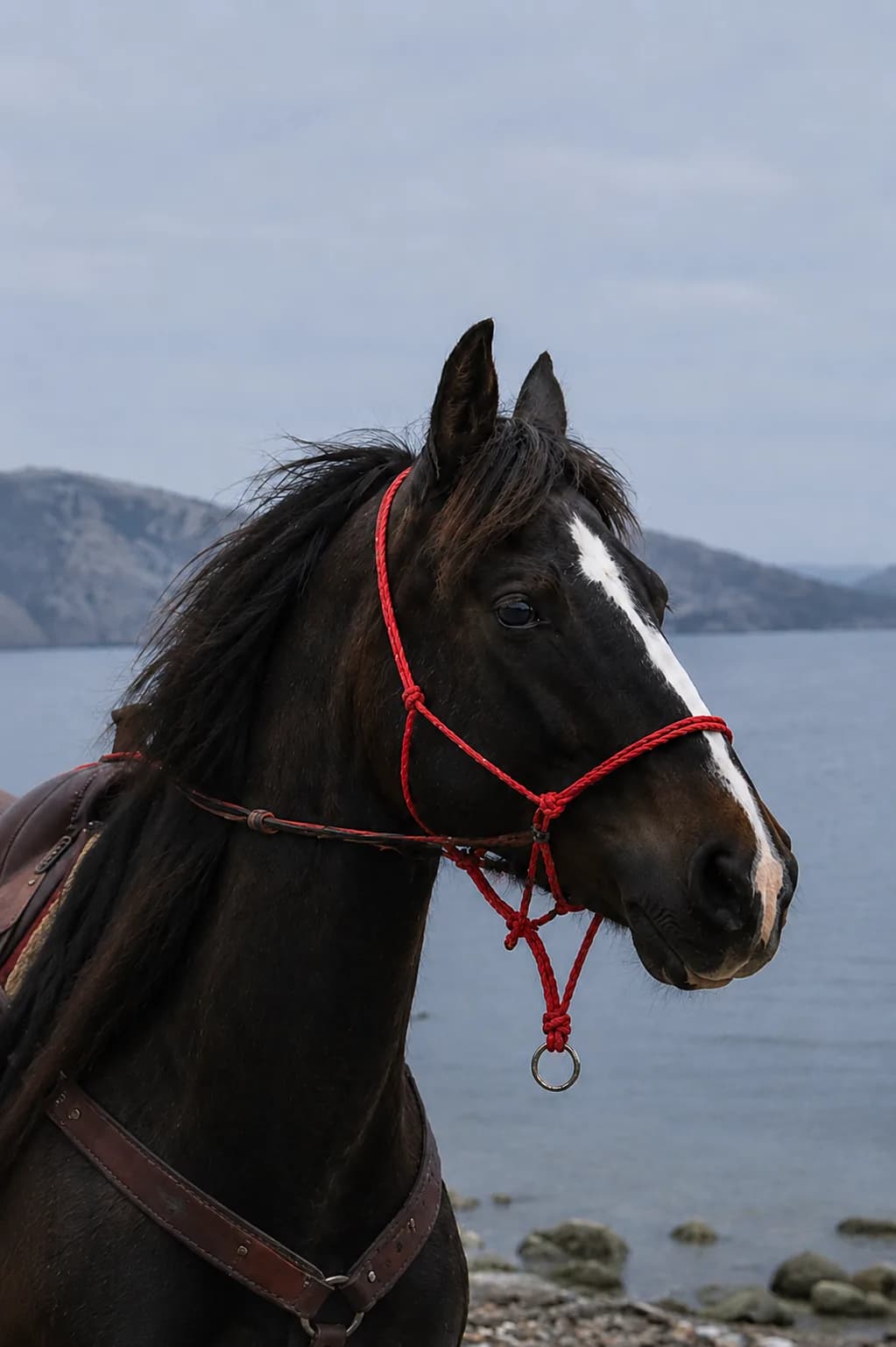 Portrait of Sunrise, one of Nektarios' horses on Hydra